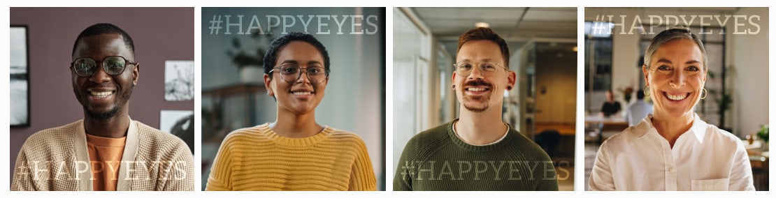 People with glasses smiling